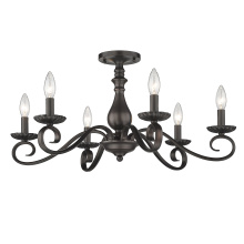 Golden 3712-6SF RBZ - Wry Lighting Larrick 6-light Semi-Flush Mount in Rubbed Bronze